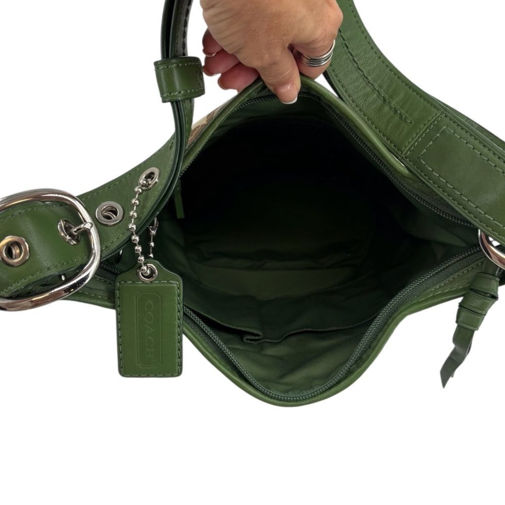 Coach Rugby Duffle Signature Jacquard Print Leather Details Khaki/Green - Picture 5 of 8